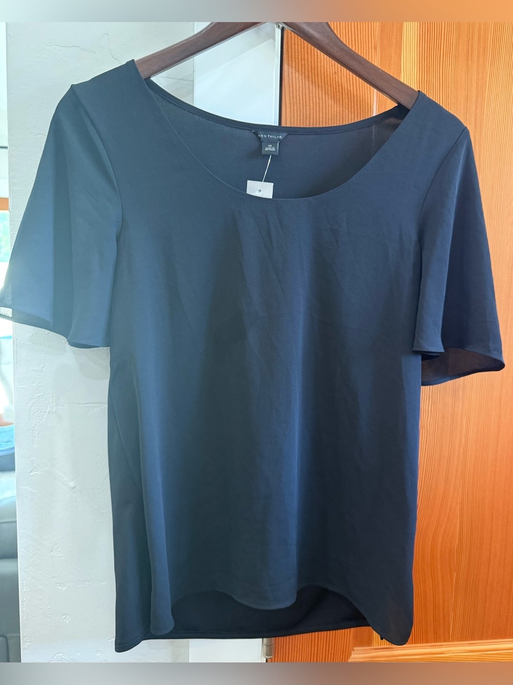 Ann Taylor Black Scoop Neck Blouse